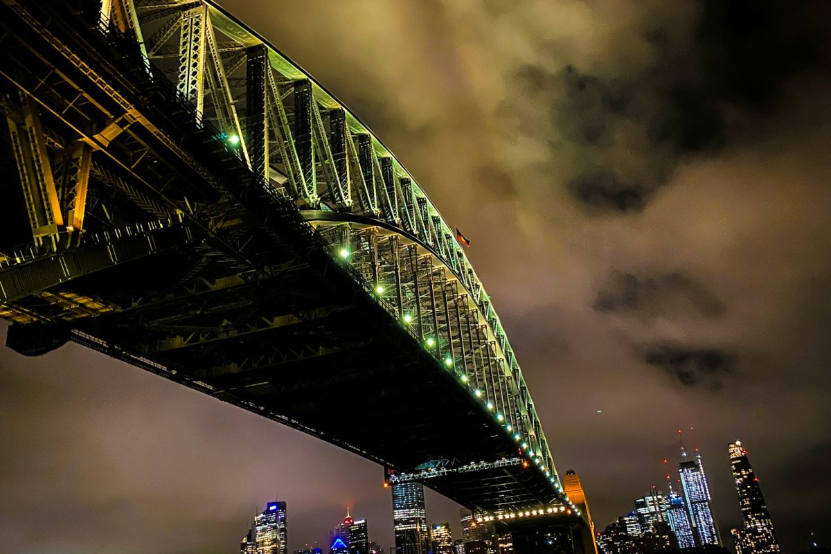 A large bridge over a large body of water